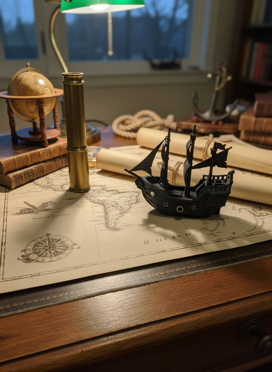 Miniatura do navio Pérola Negra em impressão 3D